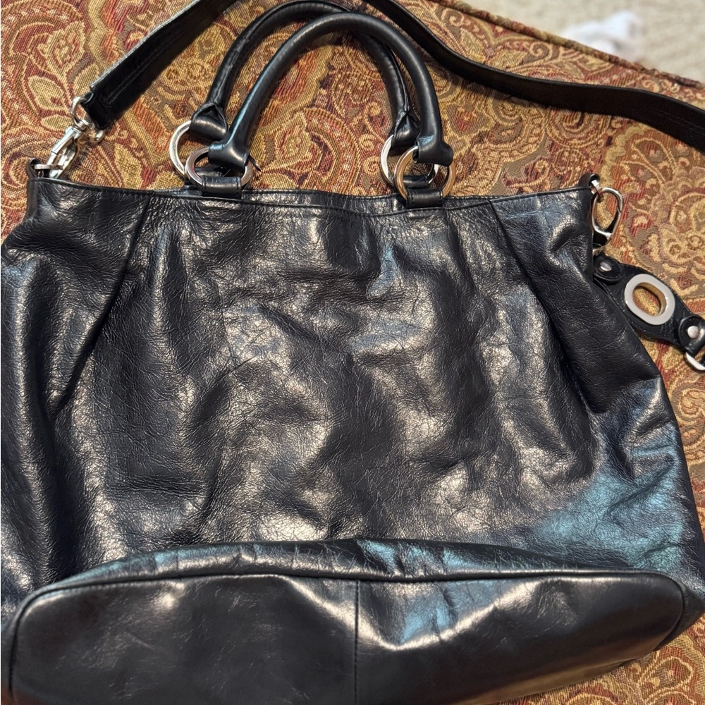 HOBO Elegant Black Leather Tote Bag